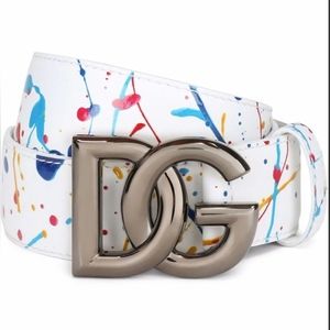 Auth NWT DOLCE AND GABBANA Abstract-Print Buckle Belt